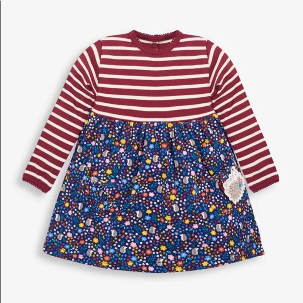 Jojo Maman Bebe stripe & hedgehog dress
